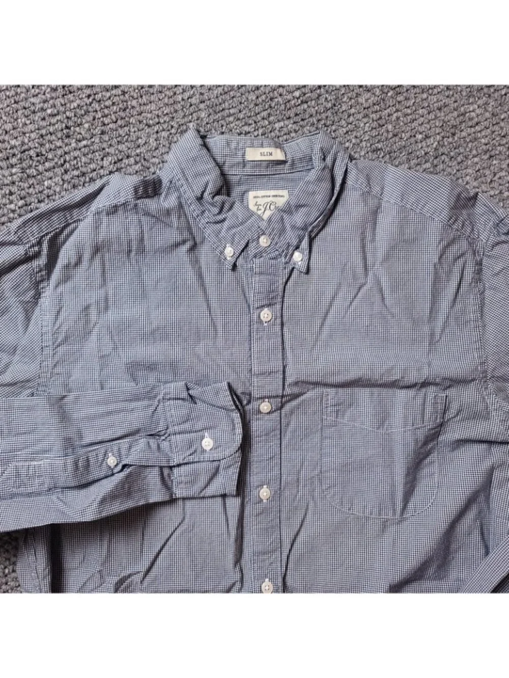 J. Crew Slim Button Shirt Mens M Medium Long Sleeve Blue Checkered Preppy Casual